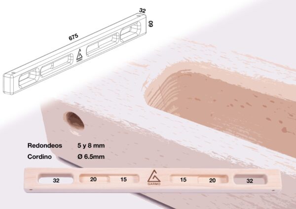Hangboard de calidad | madera de haya | modelo Acherito