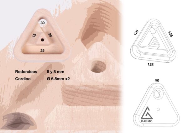 Hangboard triangular de calidad | madera de haya | modelo Vignemale